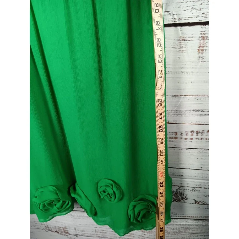 Boden Emerald Green Sleeveless Midi Dress with Rosette Trim - Picture 7 of 10